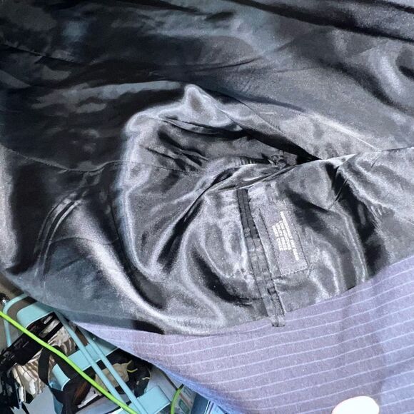 Jos A Bank 100% Wool Suit Jacket Men 46 Regular Black Pin Striped Sport Coat - Picture 6 of 13